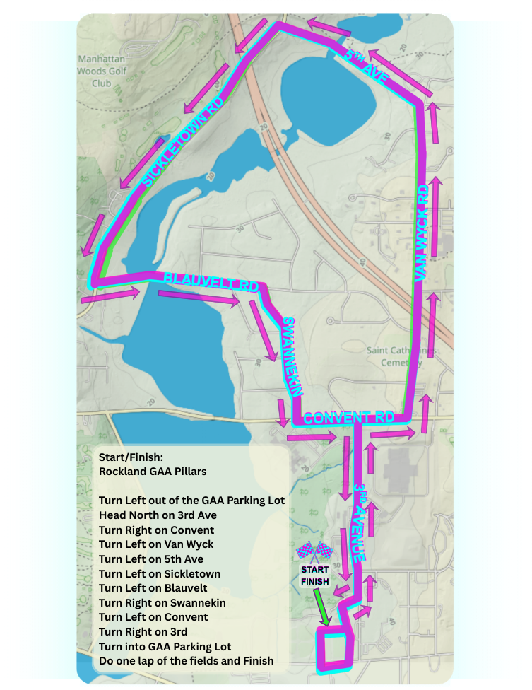 The 845 course map showing the 8.45km race route and 845m kids run route through the Hudson Valley